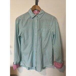 Brooks Brothers Red Fleece Blue Pink Gingham Button Down Blouse Size 6